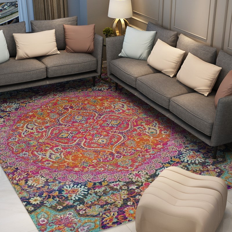 Red Floral Plush Traditional Rugs for the Office Living Room Lobby