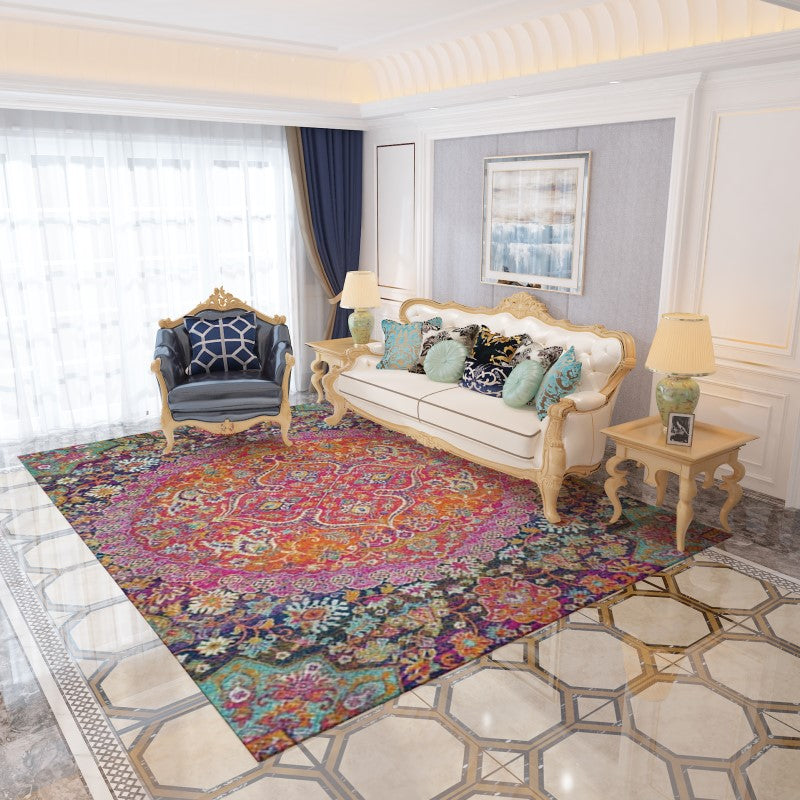 Red Floral Plush Traditional Rugs for the Office Living Room Lobby