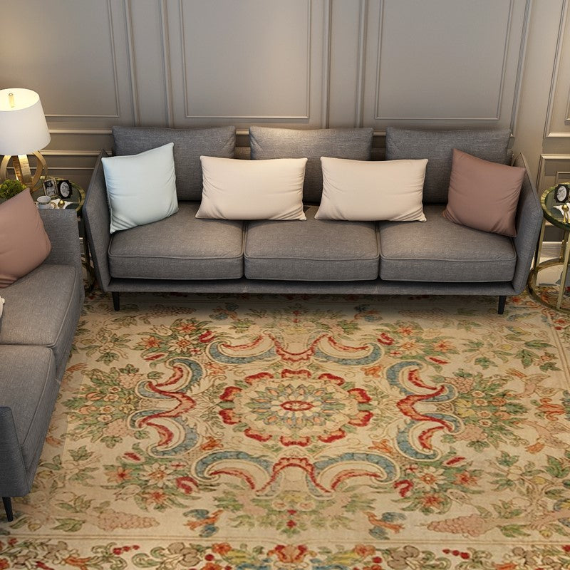 Yellow Traditional Floral Shaggy Carpets for the Bedroom Living Room Hall