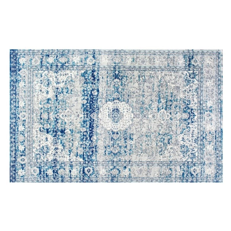 Light Blue Plush Patterned Traditional Rugs for the Bedroom and Living Room