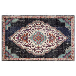 Black Patterned Plush Traditional Rugs for Office Bedroom Hall