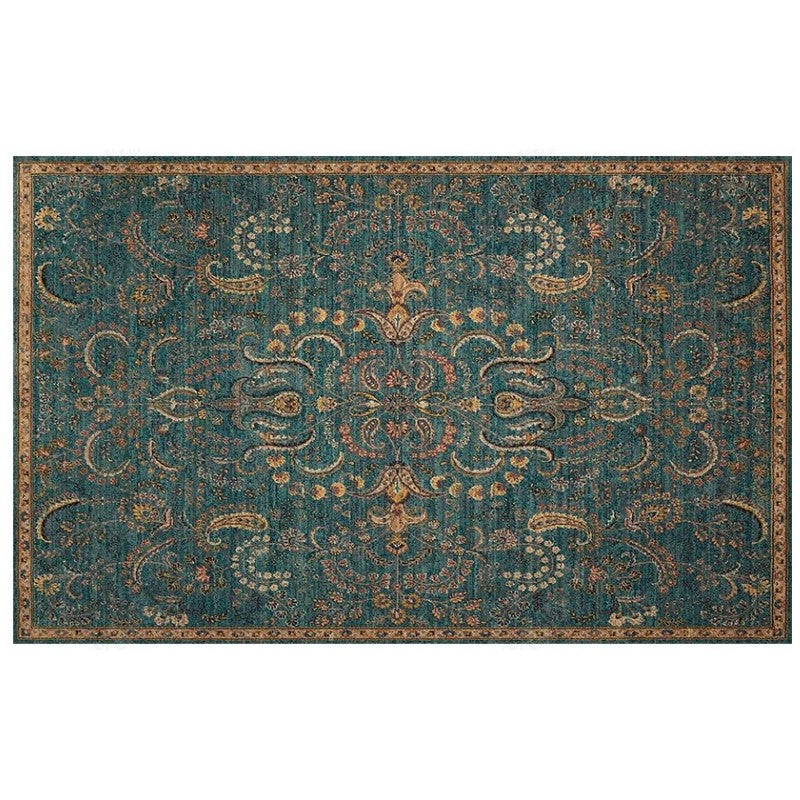 Green Black Shaggy Traditional Retro Patterned Carpets for the Lobby Office