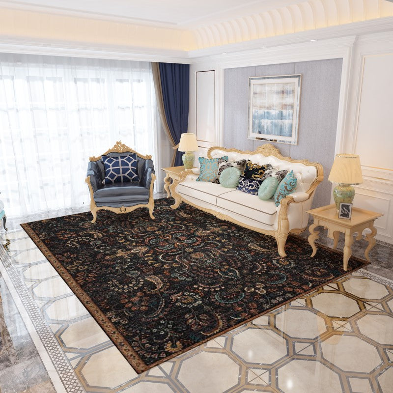 Green Black Shaggy Traditional Retro Patterned Carpets for the Lobby Office