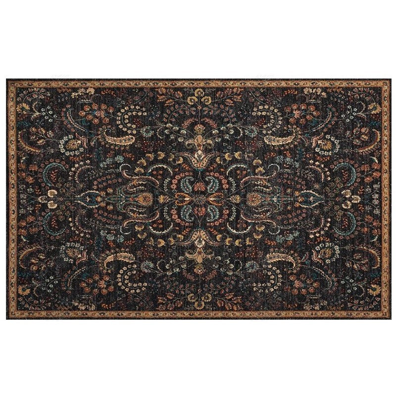 Green Black Shaggy Traditional Retro Patterned Carpets for the Lobby Office