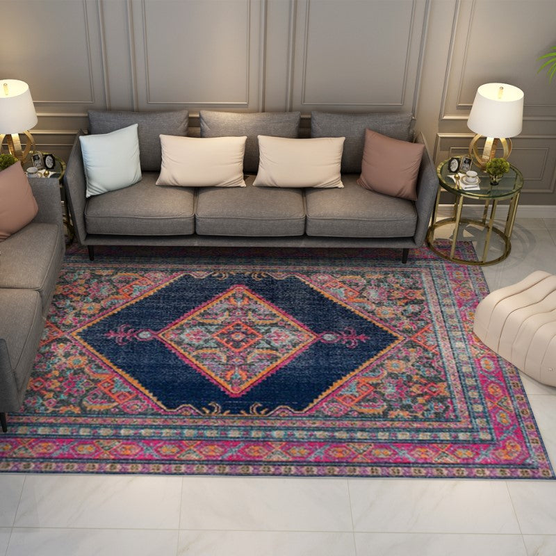 Purple Shaggy Traditional Patterned Carpets for Living Room Bedroom Office