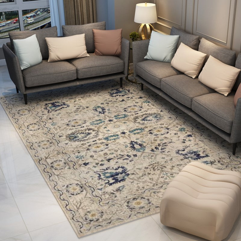 White Traditional Shaggy Retro Area Carpets for the Living Room Bedroom Hall