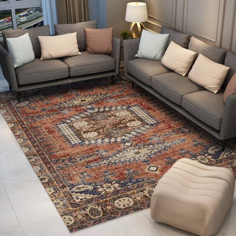 Traditional Retro Plush Patterned Area Rug for Office Living Room Lobby