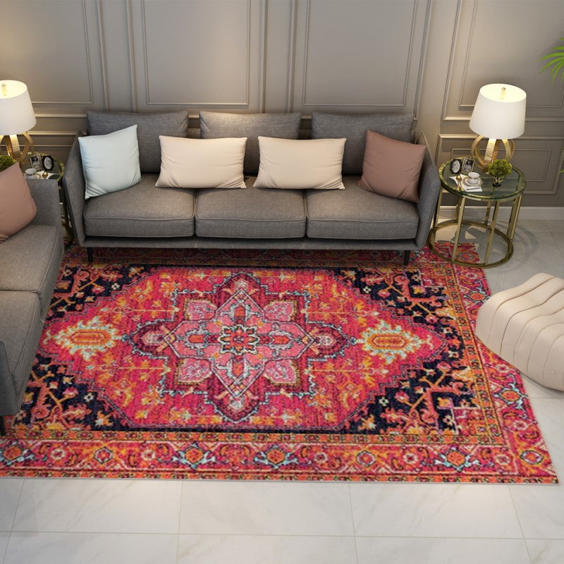 Pink Yellow Shaggy Traditional Retro Carpets for the Living Room Hall Bedroom