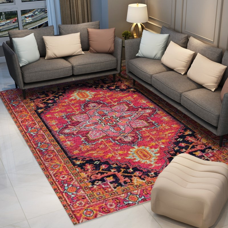 Pink Yellow Shaggy Traditional Retro Carpets for the Living Room Hall Bedroom