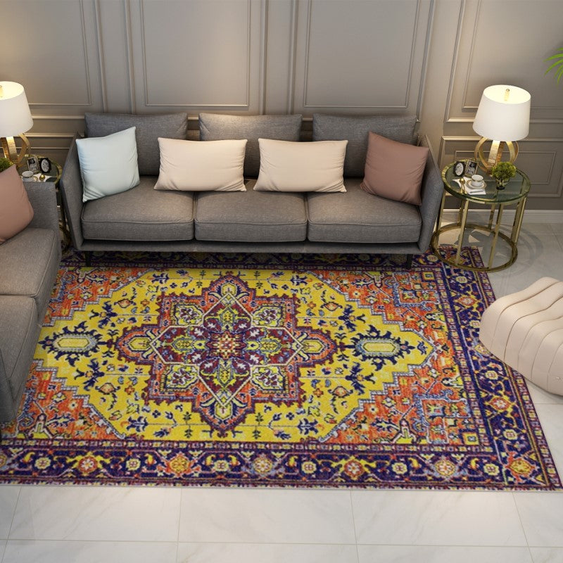 Pink Yellow Shaggy Traditional Retro Carpets for the Living Room Hall Bedroom
