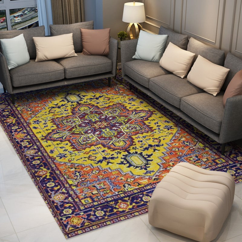 Pink Yellow Shaggy Traditional Retro Carpets for the Living Room Hall Bedroom
