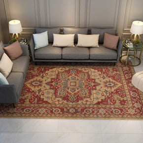 Traditional Red Pretty Vintage Plush Area Rugs Floormat for Living Room Hall Office