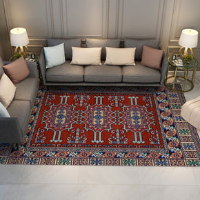 Red Printed Texture Traditional Pretty Colour Vintage Plush Area Rugs Floor Mat for Living Room Hall Office