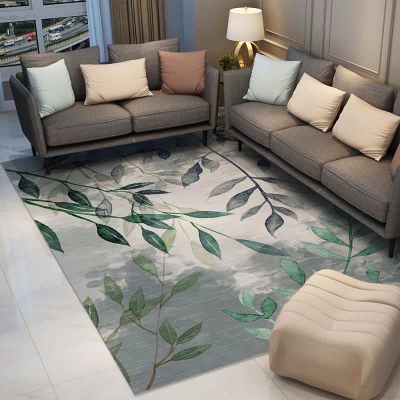 Botanical Green Leaves Rugs Floormat for Living Room Bedroom Office Hall