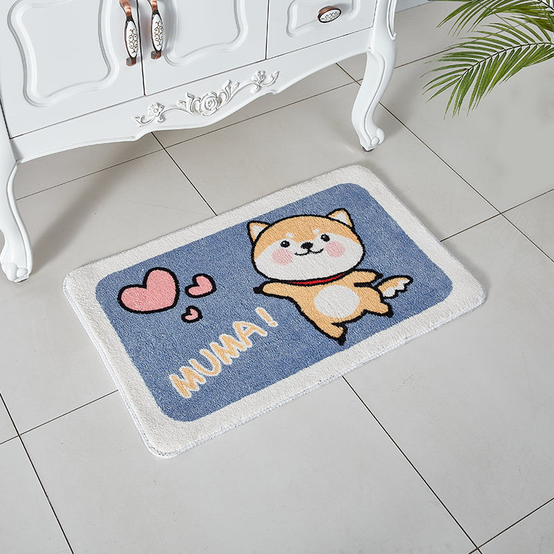 Cute Cartoon Dog Patterned Entryway Doormat Kitchen Bathroom Rugs Anti-skip Mats
