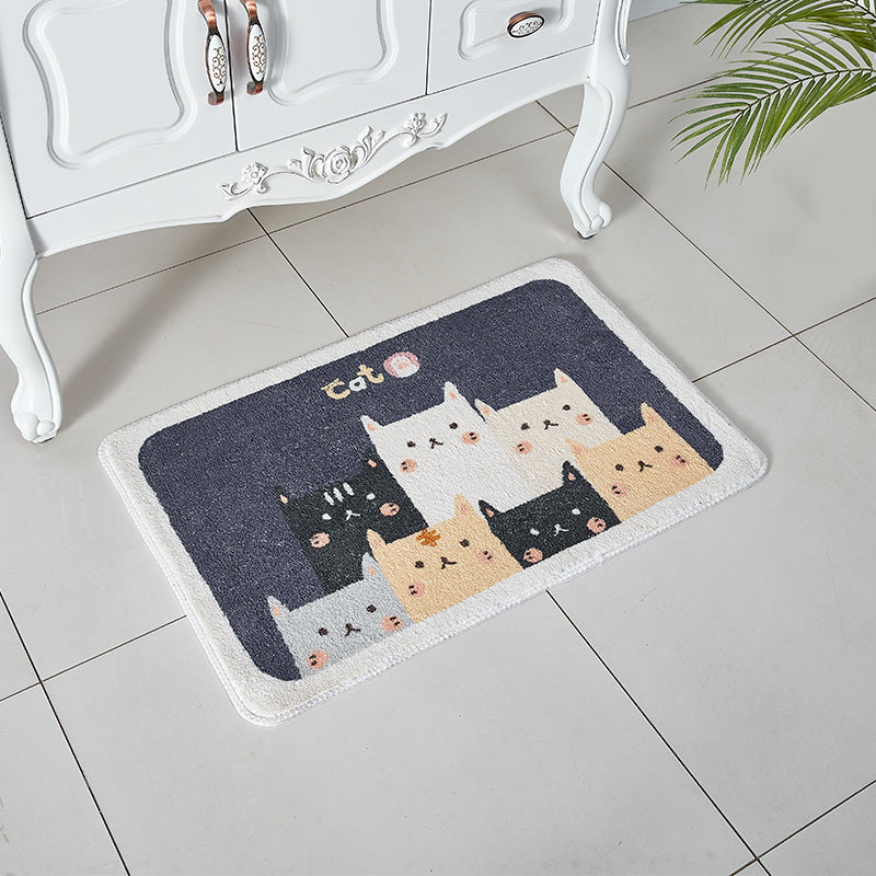 Lovely Cartoon Cats Patterned Entryway Doormat Kitchen Bathroom Rugs Anti-skip Mats