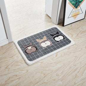 Cartoon Corgi Ass Pattern Entrance Door Mat Kitchen Bathroom Carpet Anti-slip Mat