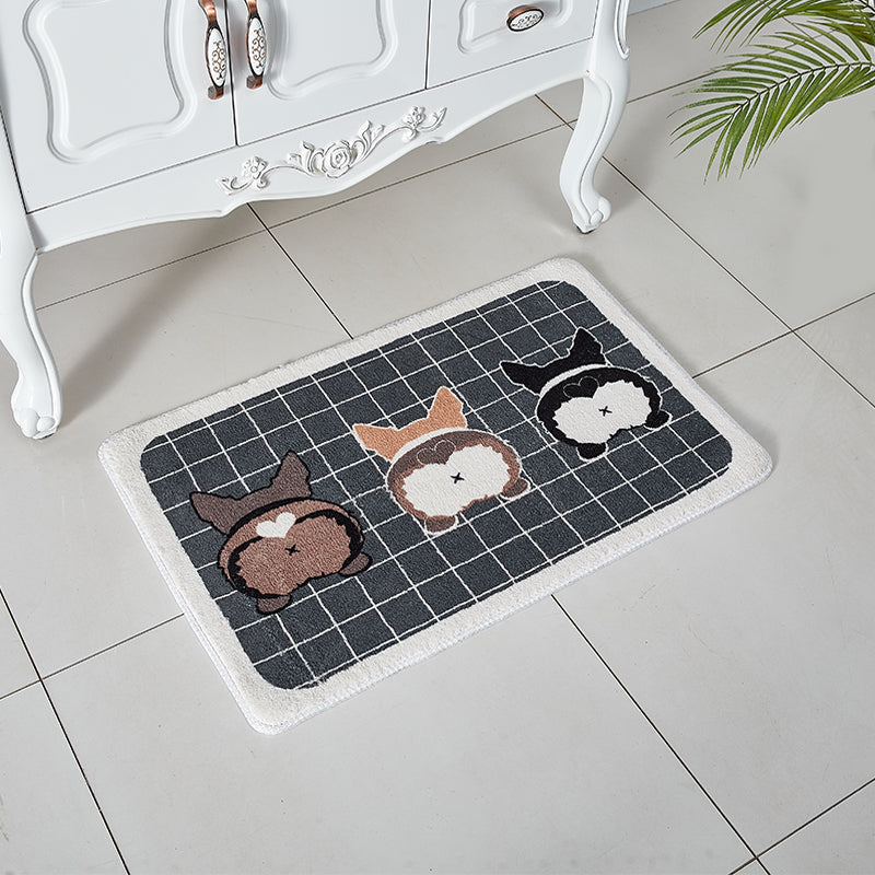 Cartoon Corgi Ass Pattern Entrance Door Mat Kitchen Bathroom Carpet Anti-slip Mat