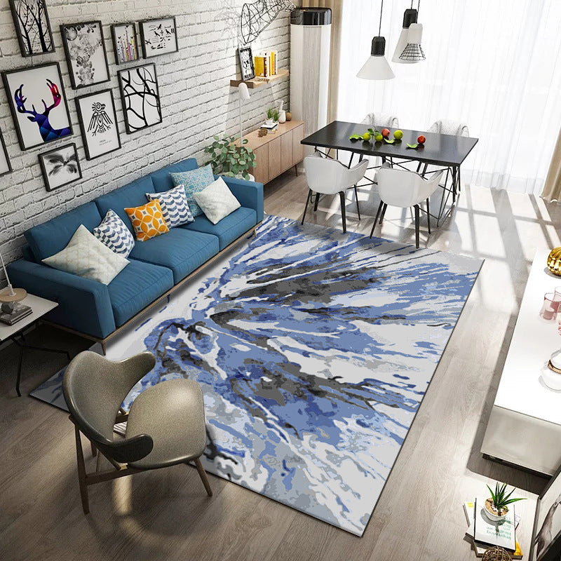Dark Blue Abstract Simple Carpet for Bedroom Office Living Room Hall Kitchen