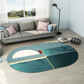 Green Oval Geometric Modern Rug for Kitchen Living Room Sofa