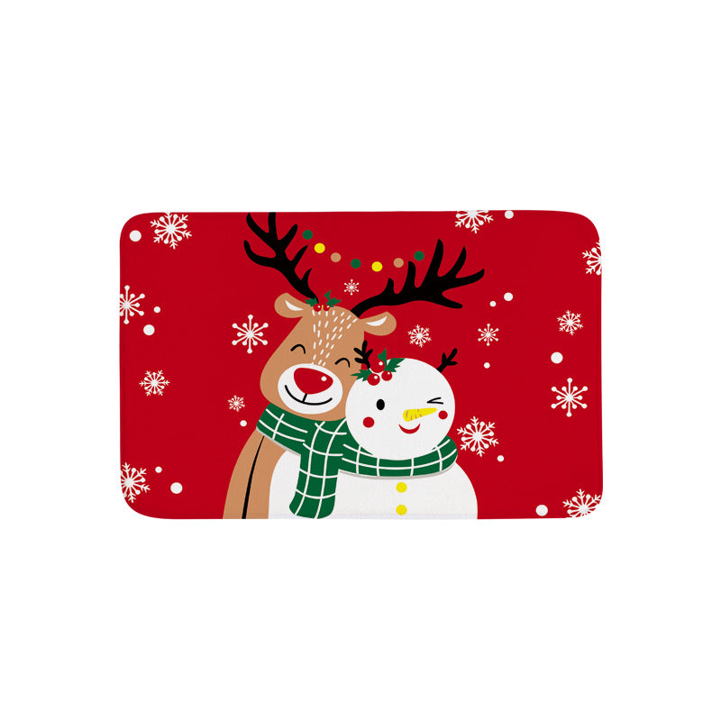 Elk and Snowman Christmas Holiday Door Mat Kitchen Entryway Bathroom Christmas Decorations Gift Floormats