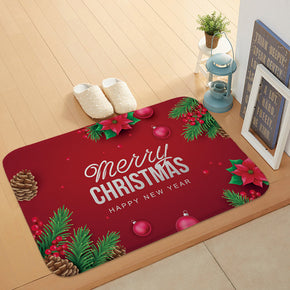 Happy New Year Red Christmas Holiday Door Mat Kitchen Entryway Bathroom Christmas Decorations Gift Floor mats