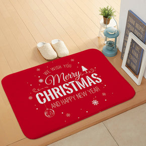 Red Theme Christmas Holiday Door Mat Kitchen Entryway Bathroom Christmas Decorations Gift Floor Mats