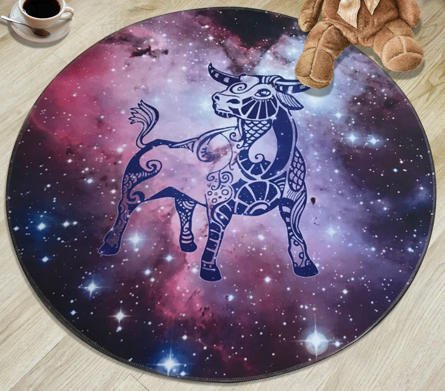 12 Zodiac Constellations - Taurus Patterned Round Area Rugs Hanging Chair Cushion Kids Room Bedroom Floor Mats