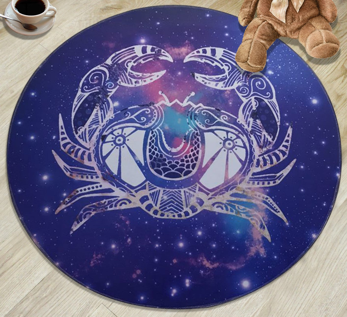 12 Zodiac Constellations - Cancer Patterned Round Area Rugs Hanging Chair Cushion Kids Room Bedroom Floor Mats