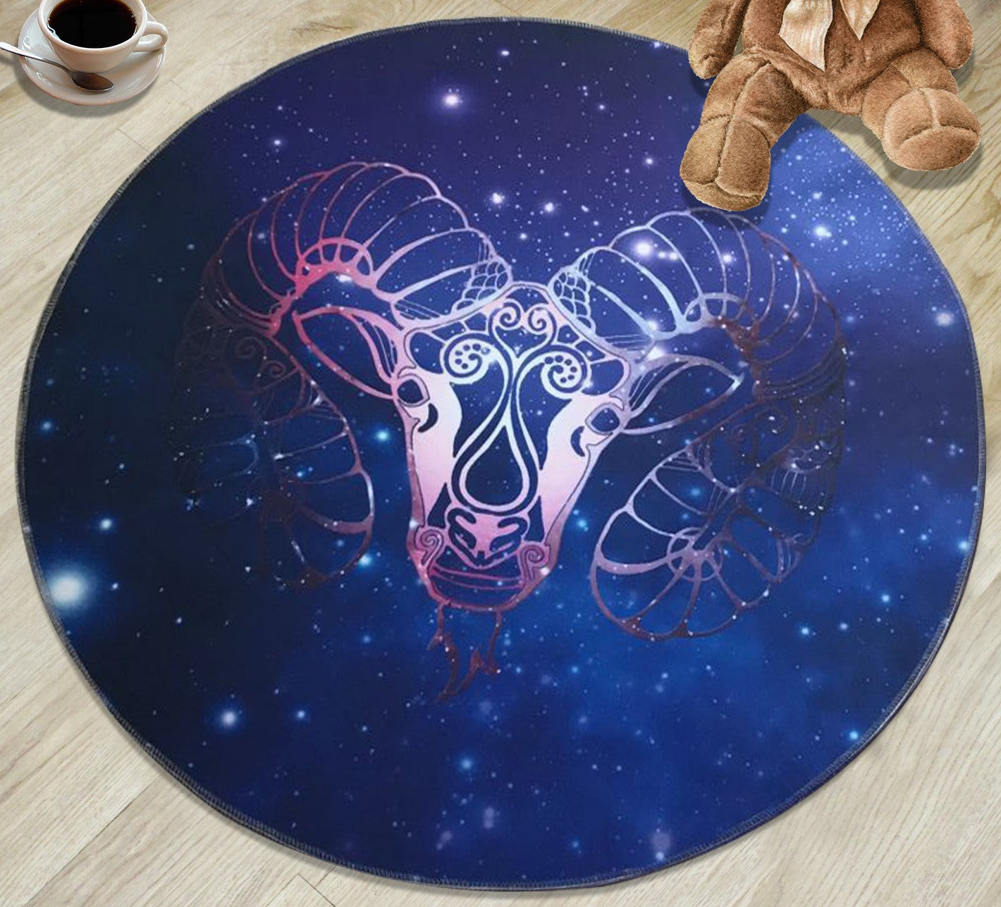 12 Zodiac Constellations - Capricorn Patterned Round Area Rugs Hanging Chair Cushion Kids Room Bedroom Floor Mats