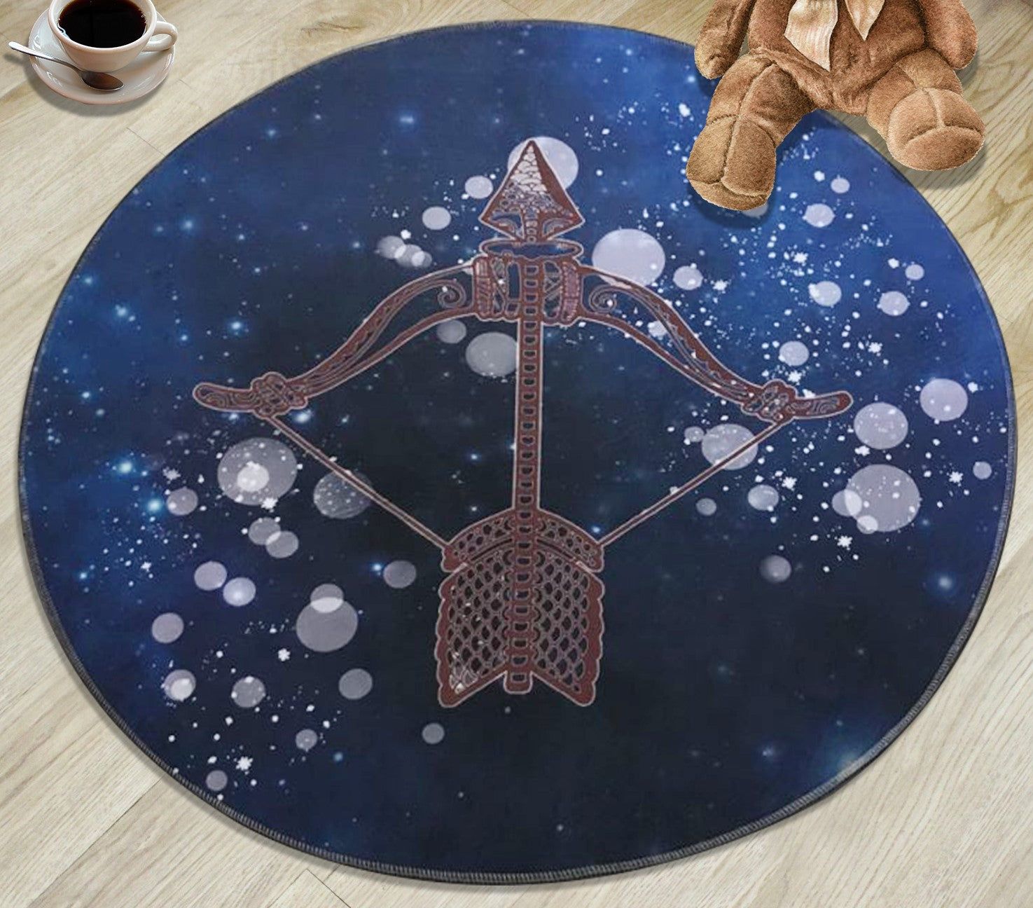 12 Zodiac Constellations - Sagittarius Patterned Round Area Rugs Hanging Chair Cushion Kids Room Bedroom Floor Mats