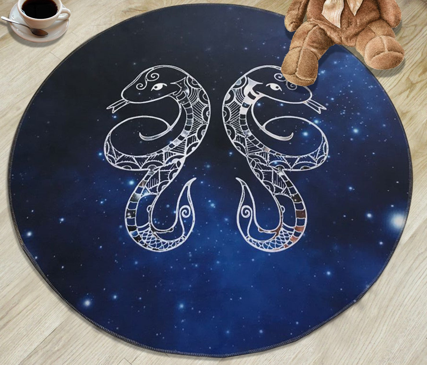 12 Zodiac Constellations - Gemini Patterned Round Area Rugs Hanging Chair Cushion Kids Room Bedroom Floor Mats