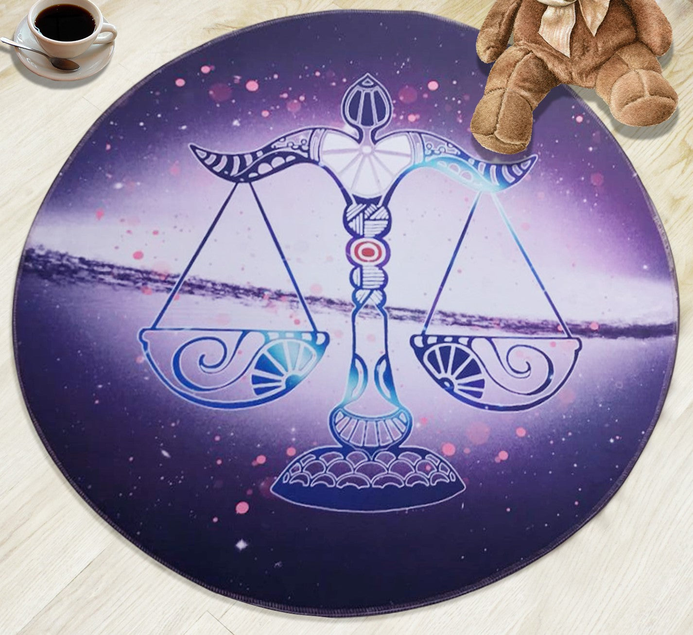 12 Zodiac Constellations - Libra Patterned Round Area Rugs Hanging Chair Cushion Kids Room Bedroom Floor Mats