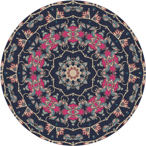 Pretty Round Vintage Style Patterned Rugs Living Room Bedroom Office Anti-slip Area Floor Mats