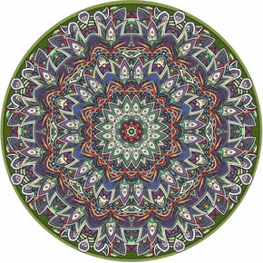 Round Colourful Quality 3D Printed Patterned Vintage Style Rugs Living Room Bedroom Office Anti-slip Area Floor Mats