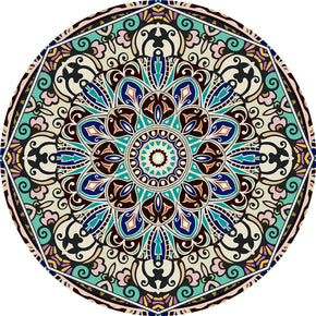 Green Round Beautiful 3D Printed Patterned Vintage Style Rugs Living Room Bedroom Office Anti-slip Area Floor Mats