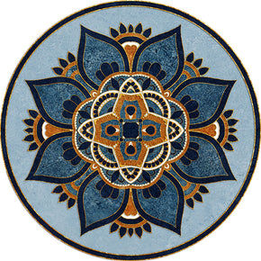 Blue Beautiful Vintage Style Round Printed Patterned Rugs Living Room Bedroom Office Anti-slip Area Floor Mats