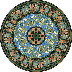 3D Flower Green Round Patterned Vintage Style Rugs Living Room Bedroom Office Anti-slip Area Floor Mats