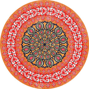 Quality Round Orange Patterned Vintage Style Rugs Living Room Bedroom Office Anti-slip Area Floor Mats