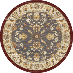 Brown Generous Round Printed Patterned Vintage Style Rugs Living Room Bedroom Office Anti-slip Area Floor Mats