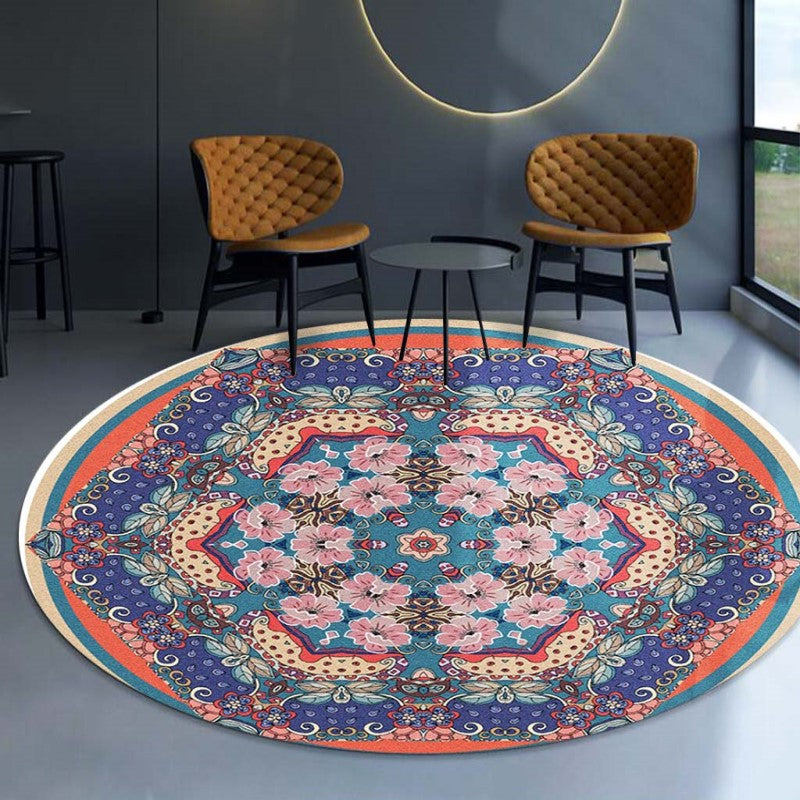 Vintage Coloured Floral Round Traditionall Patterned Rugs Style Carpets for the Living Room Bedroom Hall