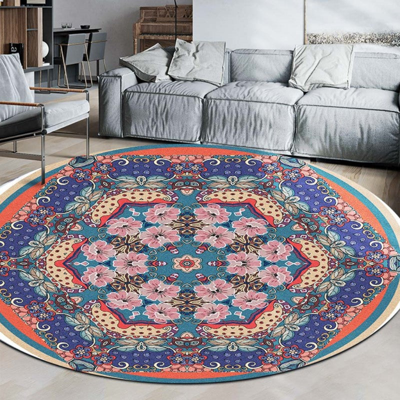 Vintage Coloured Floral Round Traditionall Patterned Rugs Style Carpets for the Living Room Bedroom Hall