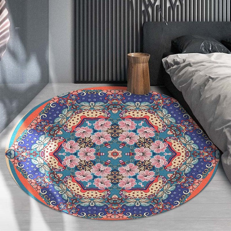 Vintage Coloured Floral Round Traditionall Patterned Rugs Style Carpets for the Living Room Bedroom Hall