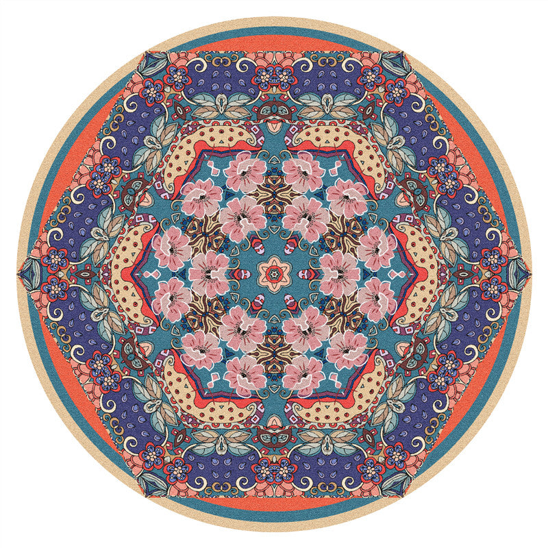 Vintage Coloured Floral Round Traditionall Patterned Rugs Style Carpets for the Living Room Bedroom Hall