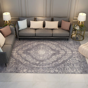 Grey Beautiful Traditional Printed Pattern Polyester Vintage Area Rugs Floor Mat for Living Room Hall Office