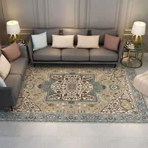 Traditional Green Quality Printed Pattern Polyester Vintage Area Rugs Floor Mat for Living Room Hall Office