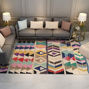 Colourful Stripe Traditional Pattern Polyester Vintage Area Rugs Floor Mat for Living Room Hall Office