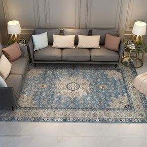 Blue Gorgeous Traditional Printed Pattern Vintage Area Rugs Floor Mat for Living Room Hall Office