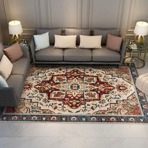 Red Brown Printed Pattern Traditional Vintage Area Rugs Floor Mat for Living Room Hall Office