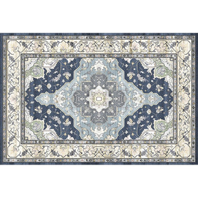 Floral Traditional Floor Mat Patterned Polyester Vintage Area Blue Rugs  for Living Room Office Hall Bedroom
